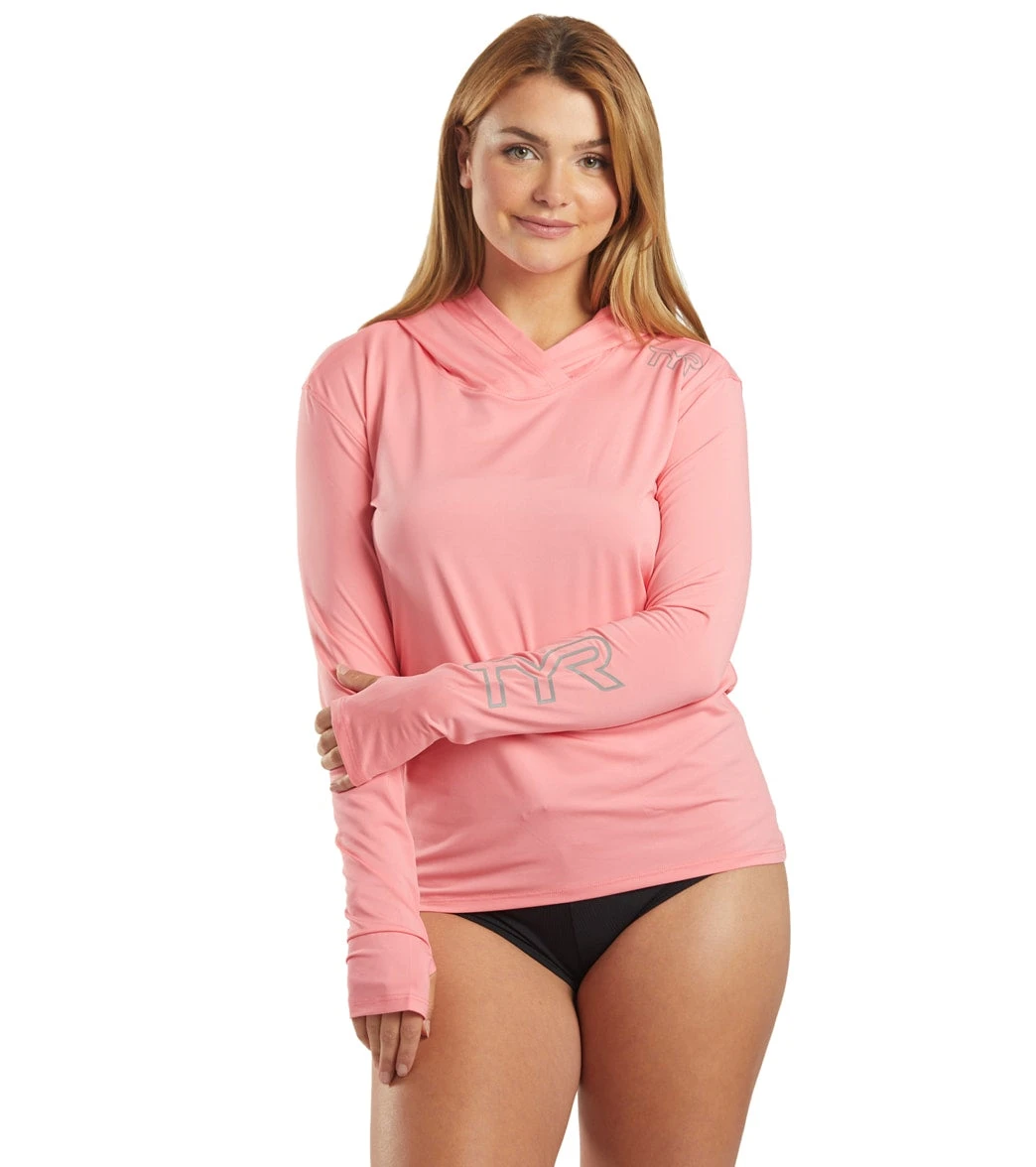 TYR Women's SunDefense Long Sleeve Hooded UPF 50+ Swim Shirt 18 TYR Women's SunDefense Long Sleeve Hooded UPF 50+ Swim Shirt - Image 16