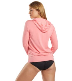 TYR Women's SunDefense Long Sleeve Hooded UPF 50+ Swim Shirt 39 TYR Women's SunDefense Long Sleeve Hooded UPF 50+ Swim Shirt -Swimwear Outlet 8641229717672 coral 3a