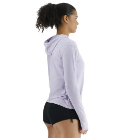TYR Women's SunDefense Long Sleeve Hooded UPF 50+ Swim Shirt 24 TYR Women's SunDefense Long Sleeve Hooded UPF 50+ Swim Shirt -Swimwear Outlet 8641229717672 lavender 2a