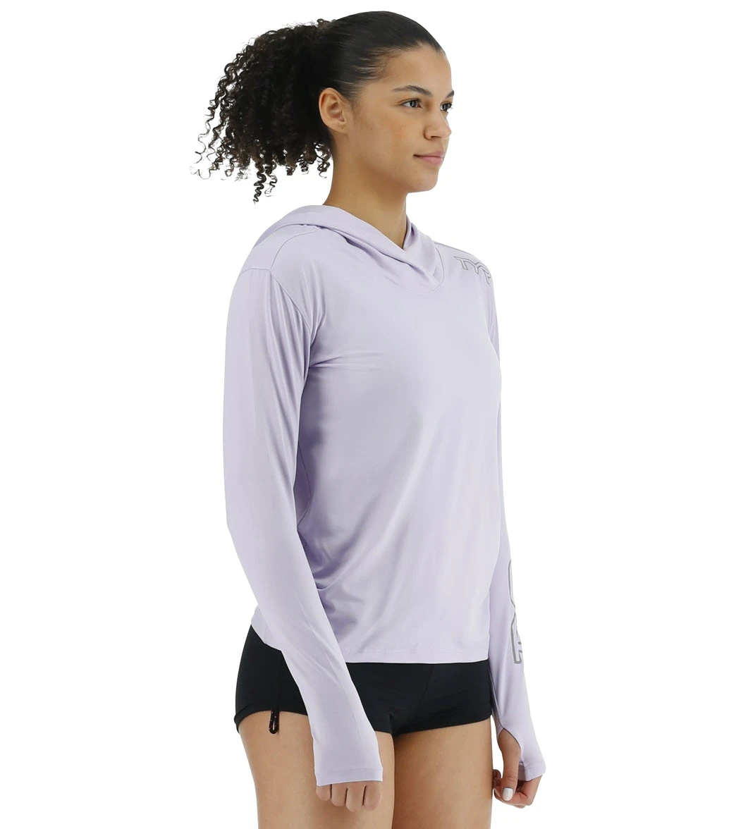 TYR Women's SunDefense Long Sleeve Hooded UPF 50+ Swim Shirt 7 TYR Women's SunDefense Long Sleeve Hooded UPF 50+ Swim Shirt - Image 5