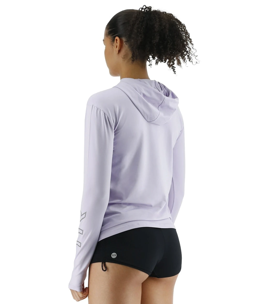 TYR Women's SunDefense Long Sleeve Hooded UPF 50+ Swim Shirt 9 TYR Women's SunDefense Long Sleeve Hooded UPF 50+ Swim Shirt - Image 7