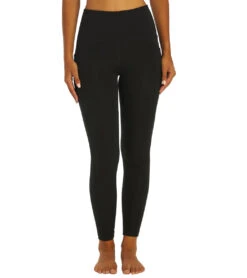 Everyday Yoga Uphold Solid High Waisted 7/8 Leggings With Pockets 25" -Swimwear Outlet 8641255375016 black 1a