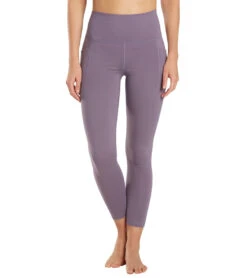 Everyday Yoga Uphold Solid High Waisted 7/8 Leggings With Pockets 25" -Swimwear Outlet 8641255375016 purpletaupe