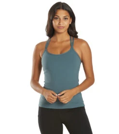 Everyday Yoga Bliss Solid Double Strap Support Tank 30 Everyday Yoga Bliss Solid Double Strap Support Tank -Swimwear Outlet 8641263304872 eucalyptusgrey 2a