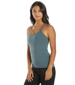 Everyday Yoga Bliss Solid Double Strap Support Tank 33 Everyday Yoga Bliss Solid Double Strap Support Tank -Swimwear Outlet 8641263304872 eucalyptusgrey 5a