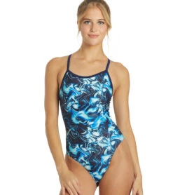 ISwim Breeze Thin Strap One Piece Swimsuit (22-40) 28 ISwim Breeze Thin Strap One Piece Swimsuit (22-40) -Swimwear Outlet 8641385595048 blue 5a