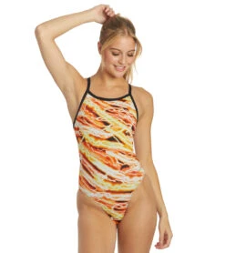 Sporti HydroLast Flash Thin Strap One Piece Swimsuit (26-40) 30 Sporti HydroLast Flash Thin Strap One Piece Swimsuit (26-40) -Swimwear Outlet 8641390248104 orangegold