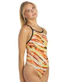 Sporti HydroLast Flash Thin Strap One Piece Swimsuit (26-40) 24 Sporti HydroLast Flash Thin Strap One Piece Swimsuit (26-40) -Swimwear Outlet 8641390248104 orangegold 3a