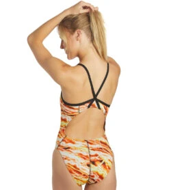 Sporti HydroLast Flash Thin Strap One Piece Swimsuit (26-40) 25 Sporti HydroLast Flash Thin Strap One Piece Swimsuit (26-40) -Swimwear Outlet 8641390248104 orangegold 4a