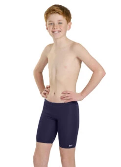 TYR Boys' Solid Jammer Swimsuit (Little Kid, Big Kid) -Swimwear Outlet 8641489371304 navy 5a
