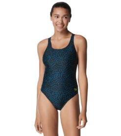Speedo Women's Race Maze Super Proback One Piece Swimsuit 28 Speedo Women's Race Maze Super Proback One Piece Swimsuit -Swimwear Outlet 8641885864104 speedoblue
