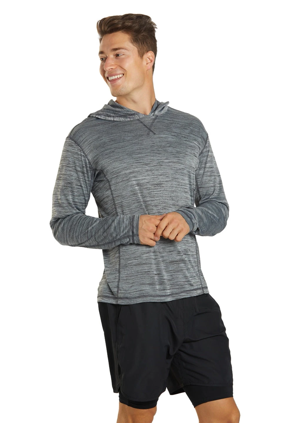 Sporti Men's L/S Hybrid II Hooded UPF 50+ Sun Shirt 4 Sporti Men's L/S Hybrid II Hooded UPF 50+ Sun Shirt - Image 2