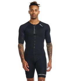 2XU Men's Aero Tri Sleeved Top -Swimwear Outlet 8642042429608 blackwhite 1a