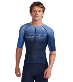 2XU Men's Aero Tri Sleeved Top -Swimwear Outlet 8642042429608 midnightturmeric 1a