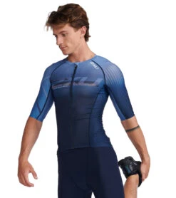 2XU Men's Aero Tri Sleeved Top -Swimwear Outlet 8642042429608 midnightturmeric 2a