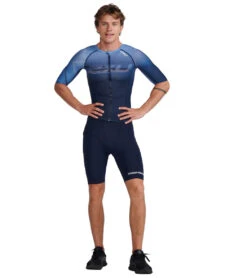 2XU Men's Aero Tri Sleeved Top -Swimwear Outlet 8642042429608 midnightturmeric 4a