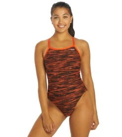 TYR Women's Fizzy Diamondfit One Piece Swimsuit 32 TYR Women's Fizzy Diamondfit One Piece Swimsuit -Swimwear Outlet 8642059829416 blackorange 1a