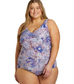 Sporti Plus Size Jungle Floral Conservative Printed Girl Leg One Piece Swimsuit 26 Sporti Plus Size Jungle Floral Conservative Printed Girl Leg One Piece Swimsuit -Swimwear Outlet 8642400616616 mushroom