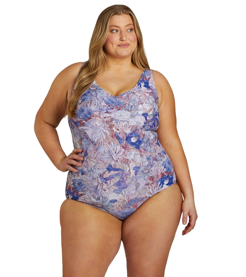 Sporti Plus Size Jungle Floral Conservative Printed Girl Leg One Piece Swimsuit 7 Sporti Plus Size Jungle Floral Conservative Printed Girl Leg One Piece Swimsuit - Image 5