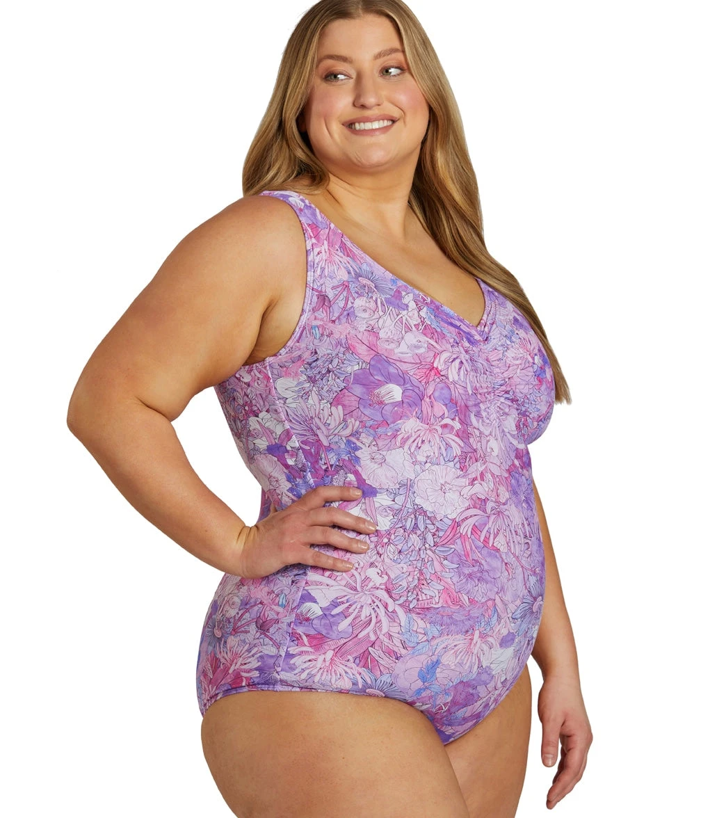 Sporti Plus Size Jungle Floral Conservative Printed Girl Leg One Piece Swimsuit 12 Sporti Plus Size Jungle Floral Conservative Printed Girl Leg One Piece Swimsuit - Image 10