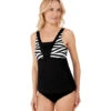 Amoena Women's Faro Mastectomy Tankini Top (B/C/D Cup) 2 Amoena Women's Faro Mastectomy Tankini Top (B/C/D Cup) -Swimwear Outlet 8642427388072 blackwhite 1a