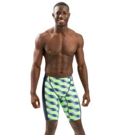 Dolfin Men's XtraSleek Eco Sonar Print Spliced Jammer Swimsuit -Swimwear Outlet 8642565996712 sonarbluegreen