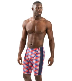 Dolfin Men's XtraSleek Eco Sonar Print Spliced Jammer Swimsuit -Swimwear Outlet 8642565996712 sonarredwhiteblue 1a