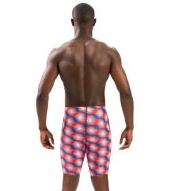 Dolfin Men's XtraSleek Eco Sonar Print Spliced Jammer Swimsuit -Swimwear Outlet 8642565996712 sonarredwhiteblue 2a