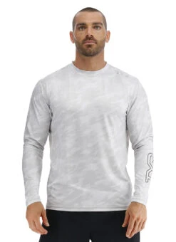 TYR Men's Camohex SunDefense Long Sleeve Vented UPF 50+ Swim Shirt