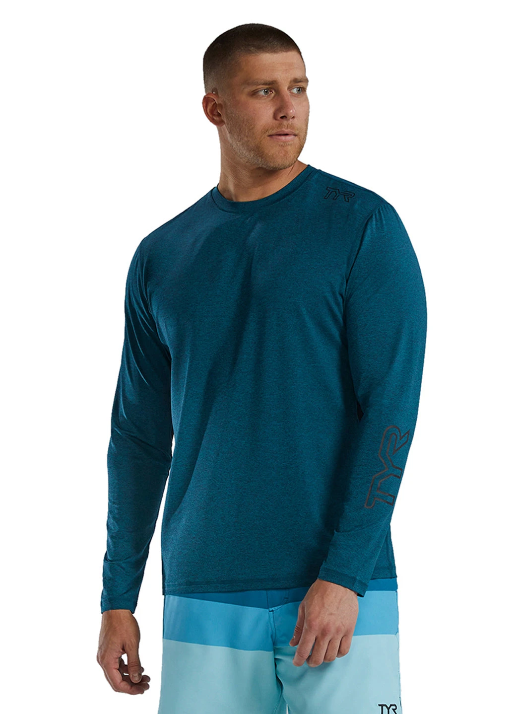 TYR Men's Solid SunDefense Long Sleeve UPF 50+ Swim Shirt 4 TYR Men's Solid SunDefense Long Sleeve UPF 50+ Swim Shirt - Image 2