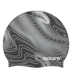 Sporti Sonar Waves Silicone Swim Cap -Swimwear Outlet 8642596667560 grey