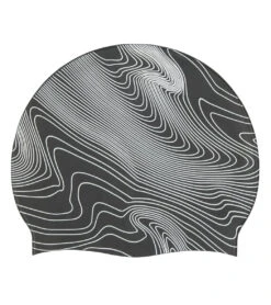 Sporti Sonar Waves Silicone Swim Cap -Swimwear Outlet 8642596667560 grey 2a