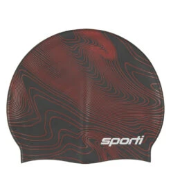 Sporti Sonar Waves Silicone Swim Cap -Swimwear Outlet 8642596667560 red 1a
