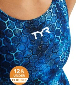 TYR Women's Akurra Thresher Open Back Tech Suit Swimsuit -Swimwear Outlet 8642626977960 blue 5a