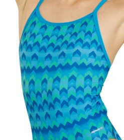 Sporti HydroLast Arrowhead Thin Strap One Piece Swimsuit (22-40) -Swimwear Outlet 8642661974184 bluegreen 4a