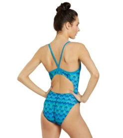 Sporti HydroLast Arrowhead Thin Strap One Piece Swimsuit (22-40) -Swimwear Outlet 8642661974184 bluegreen 5a