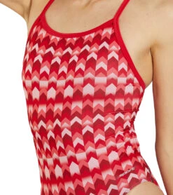 Sporti HydroLast Arrowhead Thin Strap One Piece Swimsuit (22-40) -Swimwear Outlet 8642661974184 red 4a