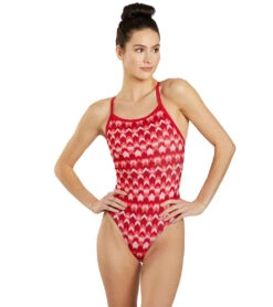 Sporti HydroLast Arrowhead Thin Strap One Piece Swimsuit (22-40) -Swimwear Outlet 8642661974184 red 7a