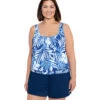 Shape Solver By Penbrooke Women's Plus Size In My Blues Shirred Neck Blouson Tankini Top 2 Shape Solver By Penbrooke Women's Plus Size In My Blues Shirred Neck Blouson Tankini Top -Swimwear Outlet 8642717057192 denimblu 1a