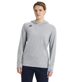 Arena Unisex Team Panel Long Sleeve Hoodie -Swimwear Outlet 8642724987048 mediumgreyheather 3a