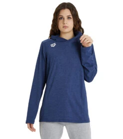 Arena Unisex Team Panel Long Sleeve Hoodie -Swimwear Outlet 8642724987048 navyheather 3a