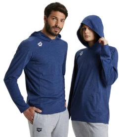 Arena Unisex Team Panel Long Sleeve Hoodie -Swimwear Outlet 8642724987048 navyheather 5a