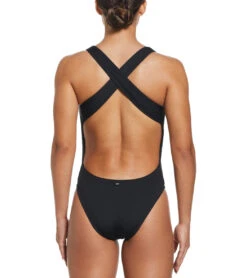 Nike Women's Essential Crossback One Piece Swimsuit -Swimwear Outlet 8642965209256 black 2a