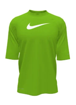 Nike Boys' Solid Hydro Short Sleeve Rashguard (Big Kid) -Swimwear Outlet 8643017474216 actiongreen 1a