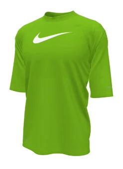Nike Boys' Solid Hydro Short Sleeve Rashguard (Big Kid) -Swimwear Outlet 8643017474216 actiongreen 2a