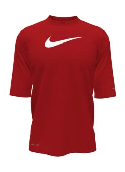 Nike Boys' Solid Hydro Short Sleeve Rashguard (Big Kid) -Swimwear Outlet 8643017474216 universityred