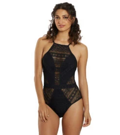 Becca Swim Women's Color Play High Neck One Piece Swimsuit 27 Becca Swim Women's Color Play High Neck One Piece Swimsuit -Swimwear Outlet 8643892838568 2t