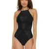 Becca Swim Women's Color Play High Neck One Piece Swimsuit 1 Becca Swim Women's Color Play High Neck One Piece Swimsuit -Swimwear Outlet 8643892838568 black