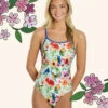 Sporti HydroLast Secret Garden Double Cross Back One Piece Swimsuit (26-40) -Swimwear Outlet 8643963257000 secretgarden