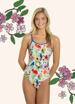 Sporti HydroLast Secret Garden Double Cross Back One Piece Swimsuit (26-40)